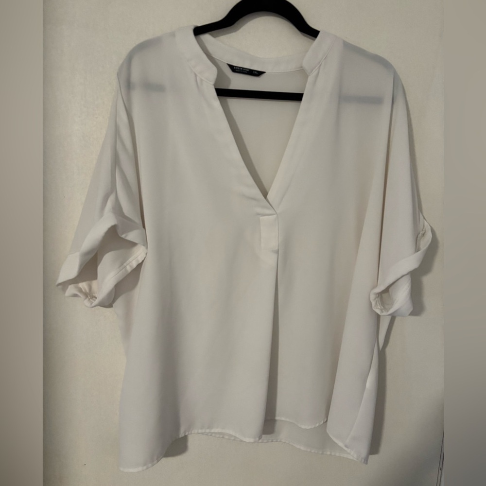 SHEIN Cream V-Neck Blouse